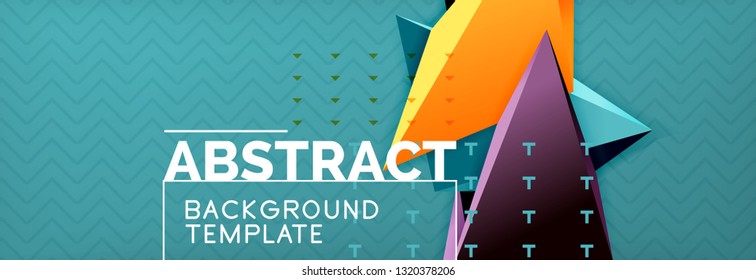 Vector 3d triangular shapes abstract background, origami futuristic template with lines, minimal triangle design