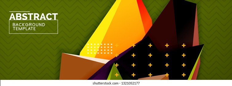 Vector 3d triangular shapes abstract background, origami futuristic template with lines, minimal triangle design