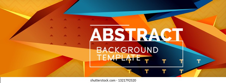 Vector 3d triangular shapes abstract background, origami futuristic template with lines, minimal triangle design
