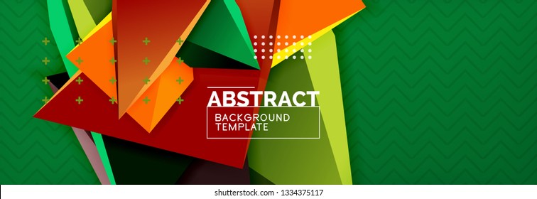 Vector 3d triangular shapes abstract background, origami futuristic template with lines, minimal triangle design