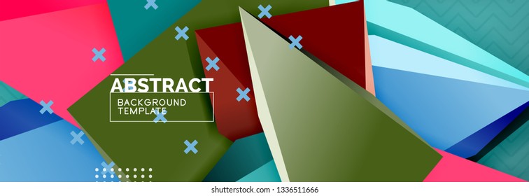 Vector 3d triangular shapes abstract background, origami futuristic template with lines, minimal triangle design