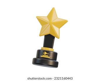 Vector 3d trophy on movie award icon in vector illustration 3d rendering
