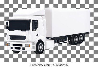 Vector 3D truck side view. Cargo delivery. Solid and Flat color design. White truck car for transportation. Corporate identity. delivery art isolated design vector template