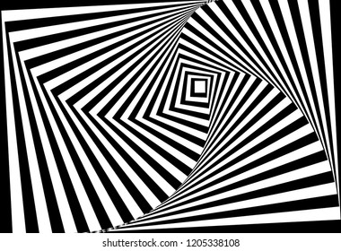 vector of 3d  twisted black and white optical illusion