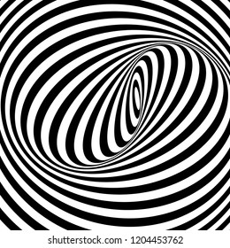 vector of 3d  twisted circle black and white optical illusion