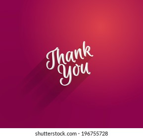 Vector 3d type red thank you card