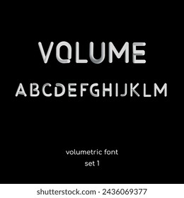 Vector 3D Typeface Design.Fuente volumétrica de moda. Conjunto con alfabeto