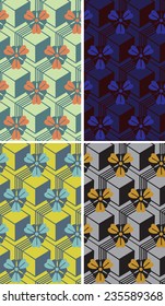 Vector 3D Vintage Background. Abstract retro seamless pattern. Graphic 3D texture