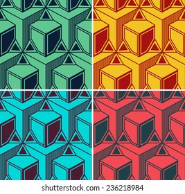 Vector 3D Vintage Background. Abstract retro seamless pattern. Graphic 3D texture