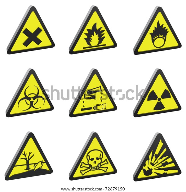 Vector 3d Warning Signs Stock Vector (Royalty Free) 72679150