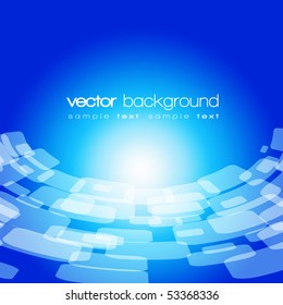 Vector 3D warped square on the blue background with text