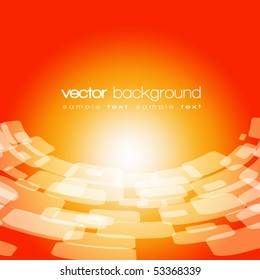 Vector 3D warped square on the orange background with text