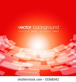 Vector 3D warped square on the red background with text
