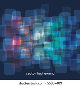 Vector 3D warped square on blue background