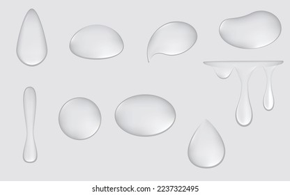 Vector 3D Water Droplets isolated 
