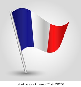 Vector 3d Waving French Flag On Pole - National Symbol Of  France With Inclined Metal Stick