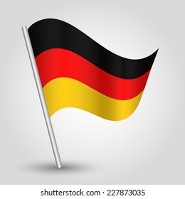 vector 3d waving german  flag on pole - national symbol of Germany with inclined metal stick