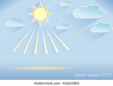 Vector 3D weather template of sunny day, light blue