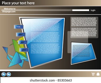 vector 3d web site design template for company with silver background and glossy buttons