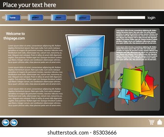 vector 3d web site design template for company with silver background and glossy buttons