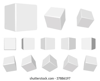 cubos blancos vectoriales 3d