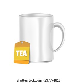 Vector 3d white detailed mug for your design