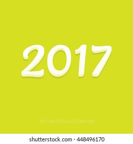 Vector 3d white plastic 2017 year poster design, calendar cover