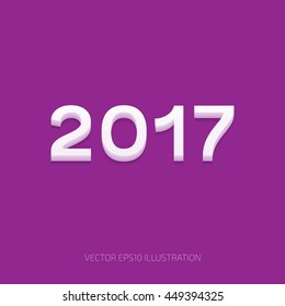 Vector 3d white plastic 2017 year poster design, calendar cover