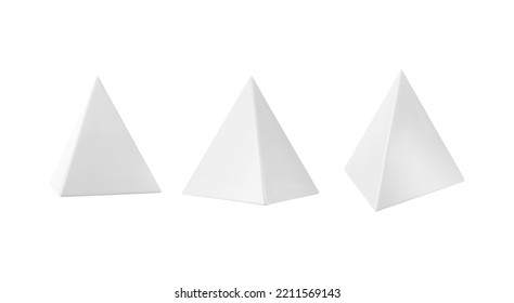 Vector 3d white pyramid. Realistic 3d object.