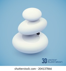 Vector 3D white spa stones.