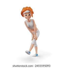 Vector 3D woman doing physical exercise. Girl is doing fitness