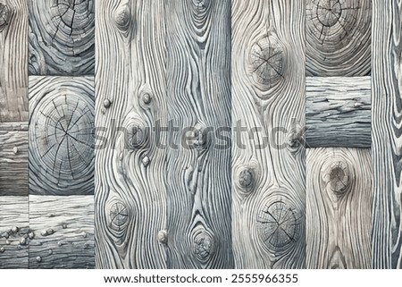 Vector 3d wood textured drawn pattern background illustration with horizontal and vertical wooden planks  weathered, rustic appearance. Grunge realistic natural grain wood texture. Panel. Desk.