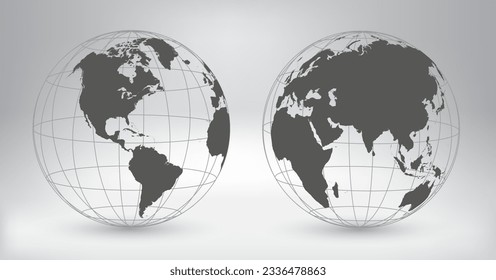 Vector 3d world globe icons.