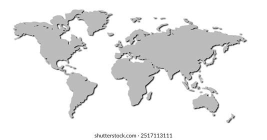 Mapa de Mundo Vetor 3D, Monocromático, Modelo de Plano de Fundo