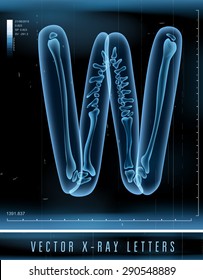Vector 3D X-ray transparent alphabet use in logo or text. Letter W