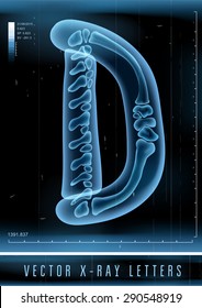 Vector 3D X-ray transparent alphabet use in logo or text. Letter D