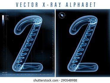 Vector 3D X-ray transparent alphabet use in logo or text. Number two 2