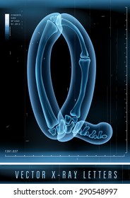 Vector 3D X-ray transparent alphabet use in logo or text. Letter Q