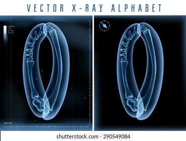 Vector 3D X-ray transparent alphabet use in logo or text. Number Zero  0