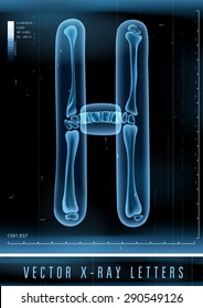 Vector 3D X-ray transparent alphabet use in logo or text. Letter H