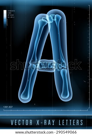 Vector 3D X-ray transparent alphabet use in logo or text. Letter A