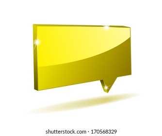 vector 3D yellow angular comics bubble with light shadow