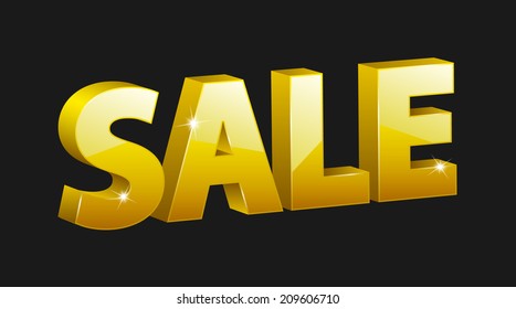 vector 3D yellow sale sign with nice sparkle and reflection