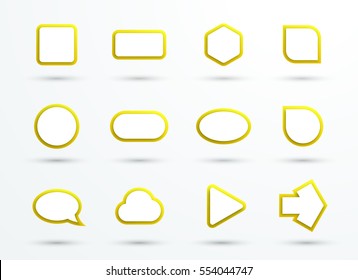 Vector 3d Yellow Text Box Frames Different Shapes Set of 12