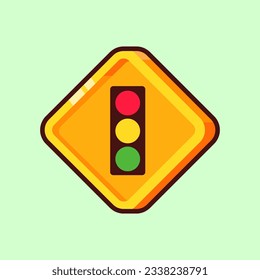 Icono de la ilustración del semáforo amarillo vector 3d