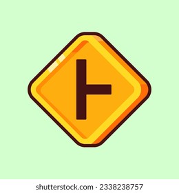 Vector 3d yellow traffic side road sign illustration icon