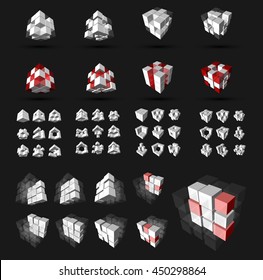 Vector, 3Ds cubic pattern,  EPS files with high flexibility. You can create your own by remove some block out. Mega value pack