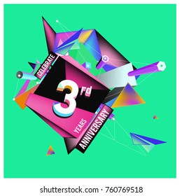 Vector 3rd Anniversary logo with colorful background