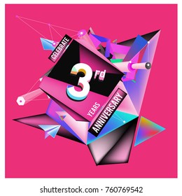 Vector 3rd Anniversary logo with colorful background