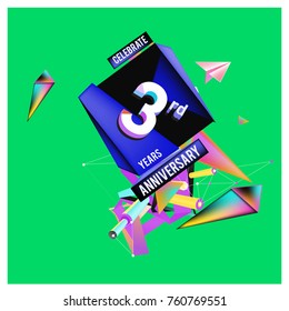 Vector 3rd Anniversary logo with colorful background